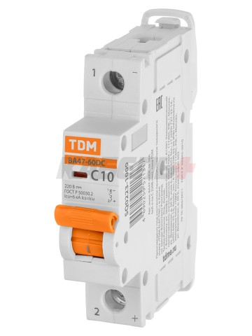 Автоматический выключатель ВА47-60DC 1P 10А 6кА х-ка С TDM