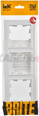 BRITE Рамка 3-местная РУ-3-БрАБ арктический белый IEK