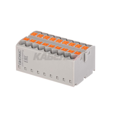Блок распределительный, зажим push-in, 18 точек подключения 2,5 кв.мм, серый DKC