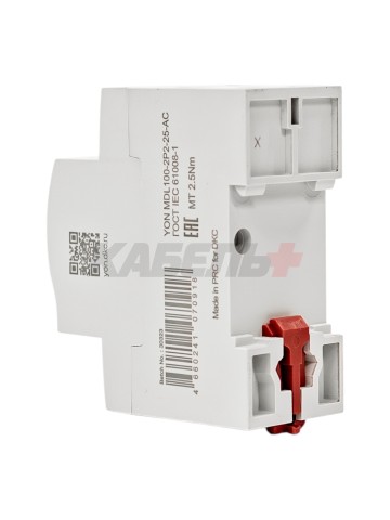 Устройство защитного отключения УЗО ВДТ YON MAX MDL100, 2P, 30mA, 25A, тип АС DKC