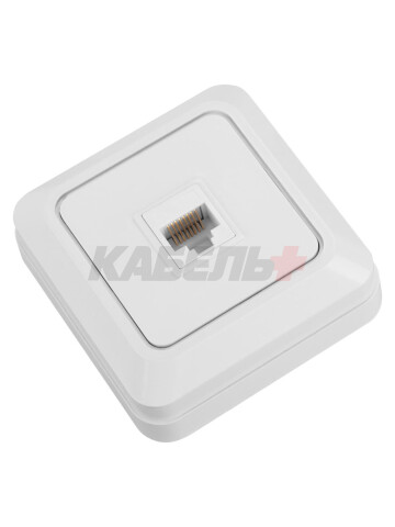 Розетка компьютерная (RJ-45) открытой установки IP20, белая "Ладога" TDM