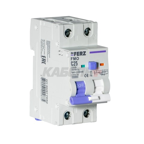 FMO-EM-1P+N 25A 30mA 10kA тип A, х-ка C, 2M Дифавтомат