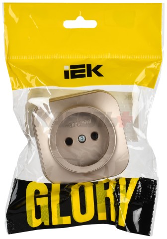 GLORY Розетка 1-местная для открытой установки без заземления без защитных шторок 10А РС20-2-ХШм шампань матовый IEK