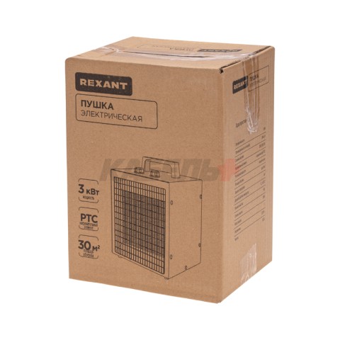 Пушка тепловая электрическая, квадратная, PTC, 3кВт REXANT