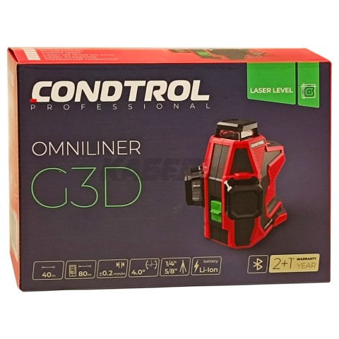 Нивелир лазерный Omniliner G3D (Зеленый / 40/80 м / 3 луча /+- 0.2 мм/м / Чехол), CONDTROL