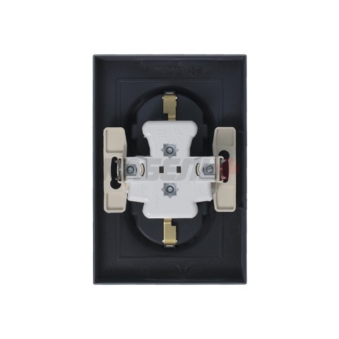 ATLASDESIGN РОЗЕТКА двойная с заземлением без шторок, 16А, в сборе, ГРИФЕЛЬ