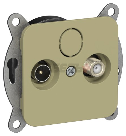 FLITE Розетка 2-местная TV+SAT экранированная проходная РТВс-2-1-2-ФлО оливковый IEK