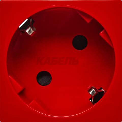 Розетка 45град с заземляющим контактом защитной шторкой и безвинтовым зажимом (2 модуля) красная