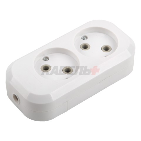 Розеточная колодка GSB-10-2-IP20 Easy, 10А, 2 места, без заземления, без выключателя, IP20.