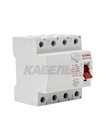 Устройство защитного отключения УЗО ВДТ YON MAX MDL100, 4P, 30mA, 40A, тип АС DKC