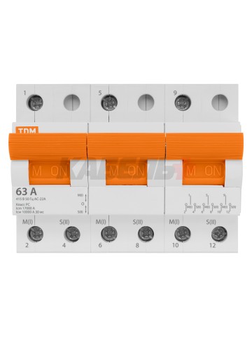 Модульный переключатель трехпозиционный МП-125 3P 63А TDM