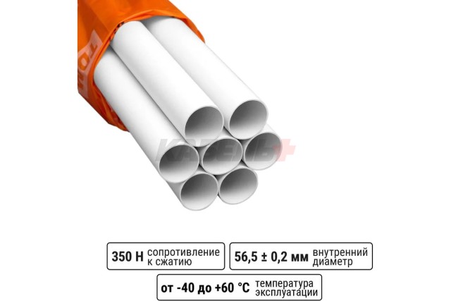 Труба гладкая жесткая ПВХ d 63 (21 м) длина 3 м, серая TDM