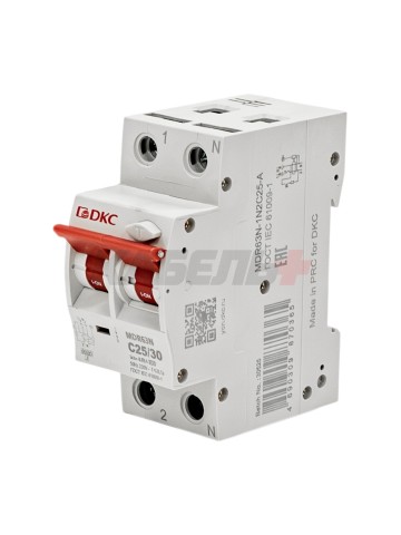 Дифавтомат YON max типа MDR, 1P+N, 30mA, 25A, хар-ка C, 6kA, тип А DKC