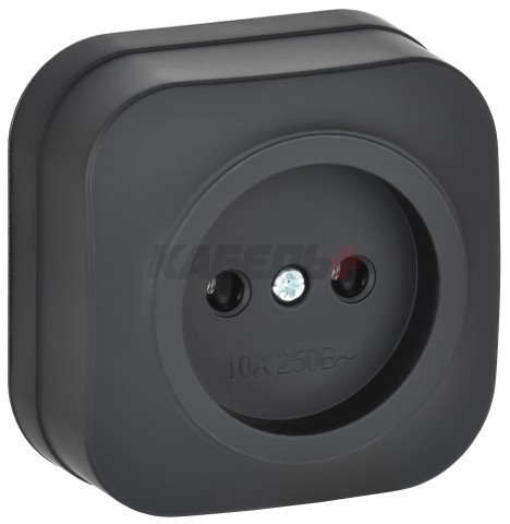 GLORY Розетка 1-местная для открытой установки без заземления без защитных шторок 10А РС20-2-ХЧм черный матовый IEK