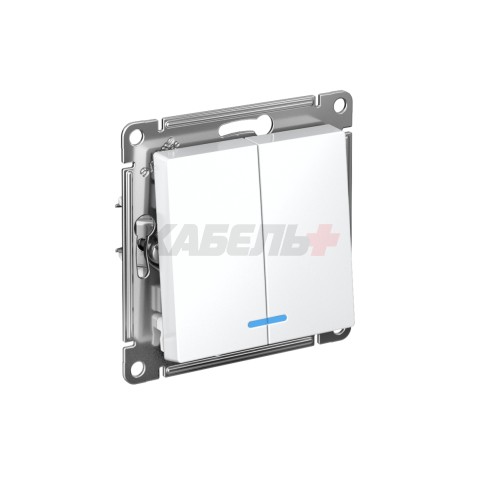 ATLASDESIGN 2-клавишный ВЫКЛЮЧАТЕЛЬ с подсветкой, сх.5а, 10АХ, механизм, БЕЛЫЙ