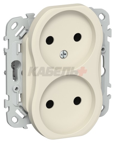FLITE Розетка 2-местная без заземления без защитных шторок 10А РС02-0-ФлСл сливочный IEK