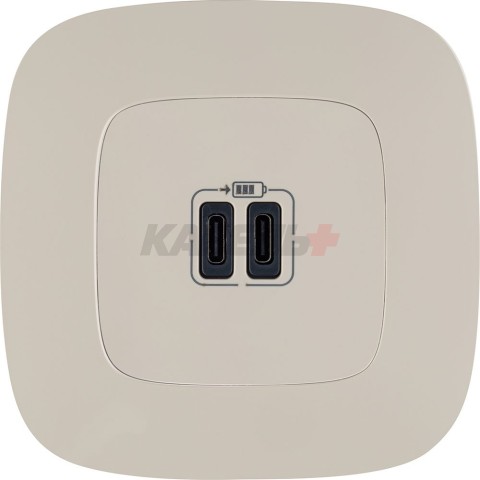 Valena Allure - Зарядное устройство 2xUSB Type C+C, 3000мА, слоновая кость (инд. упаковка)