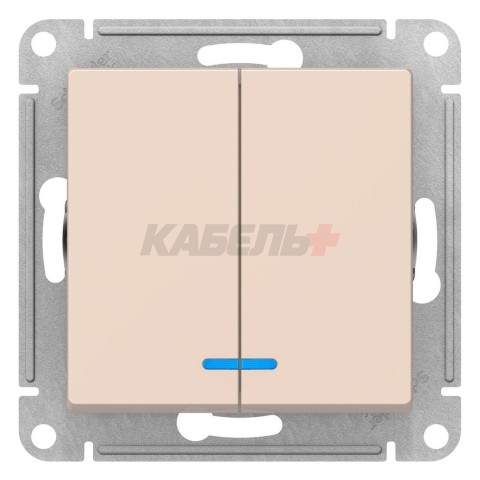 Выключатель 2-клавишный с подсветкой Schneider Electric AtlasDesign ATN000253 Бежевый