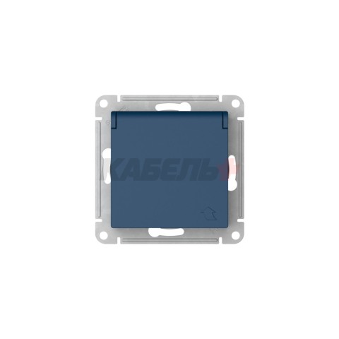 ATLASDESIGN РОЗЕТКА с заземлением со шторками с крышкой,16А,IP20, мех.,быстрозажим. клем., АКВАМАРИН