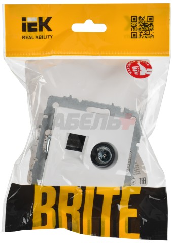BRITE Розетка двойная TV+RJ45 кат.5E РТВ/РК12-БрАБ арктический белый IEK