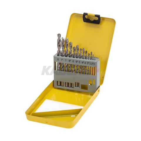 Набор сверл по металлу, 2-8мм (через 0,5мм), HSS, цилиндрический хвостовик, металлический кейс, 13 ш
