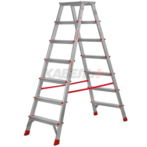 Стремянка 8 ступеней ал. 2-х сторонняя профессион. серия NV3127 Новая высота, 130 мм, площадка 350х260 мм