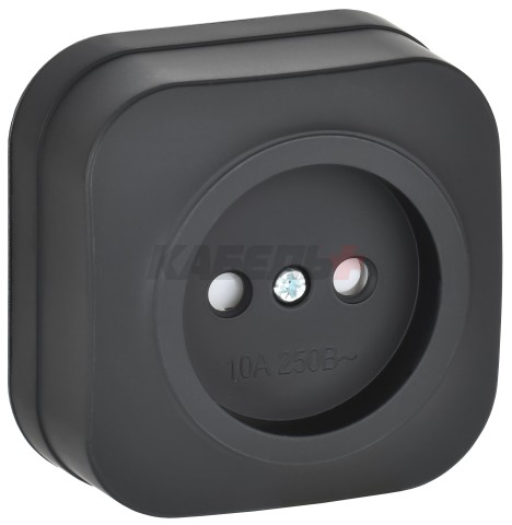 GLORY Розетка 1-местная для открытой установки без заземления с защитными шторками 10А РСш20-2-ХЧм черный матовый IEK