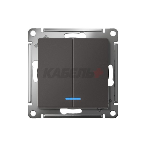 ATLASDESIGN 2-клавишный ВЫКЛЮЧАТЕЛЬ с подсветкой, сх.5а, 10АХ, механизм, БАЗАЛЬТ