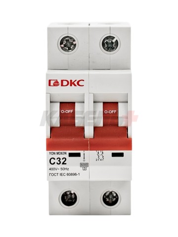 Автоматический выключатель YON max типа MD63N, 6кА, 2 полюса, хар-ка C, 32А DKC