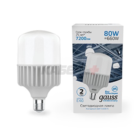 Лампа Gauss Elementary T140 80W 7200lm 6500K E40 LED 1/8