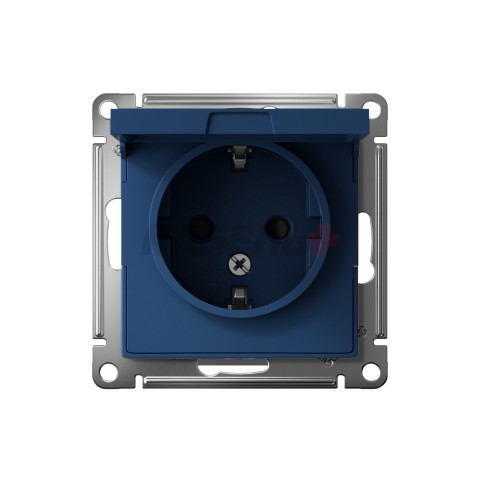 ATLASDESIGN РОЗЕТКА с заземлением со шторками с крышкой, 16А, IP20, механизм, АКВАМАРИН