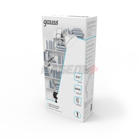Светильник настольный Gauss модель GTL001 60W 220-240V E27 белый струбцина 1/16