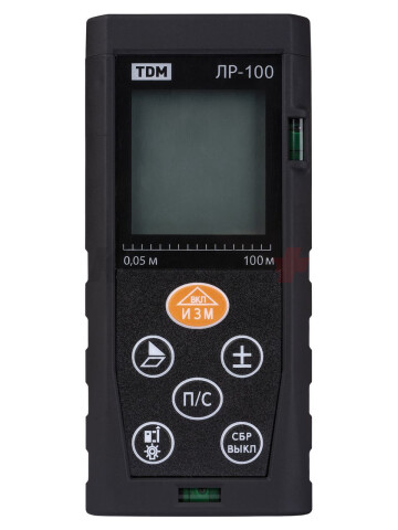 Лазерная рулетка ЛР-100, дальность 100 м, точность 2 мм, подсветка, IP54, 2хAAA, “Алмаз” TDM