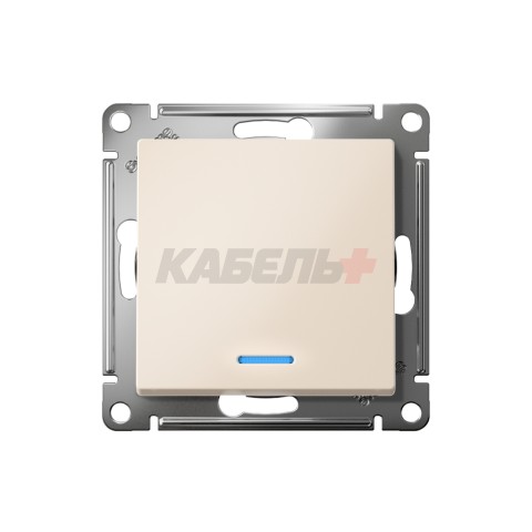 ATLASDESIGN 1-клавишный ВЫКЛЮЧАТЕЛЬ с подсветкой, сх.1а, 10АХ, мех., быстрозажим. клем., БЕЖЕВЫЙ