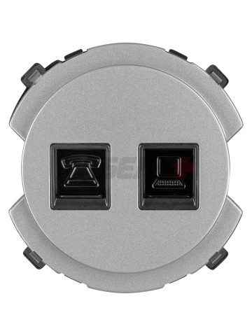 Розетка телефонная RJ11 + компьютерная RJ45 платина, "Байкал" TDM