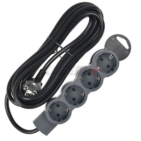 STANDARD Удлинитель У04 4 места 2P+PE 5м 3х1,5мм2 16А черный IEK