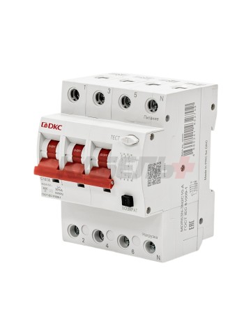 Дифавтомат YON max типа MDR, 3P+N, 30mA, 10A, хар-ка C, 6kA, тип A DKC
