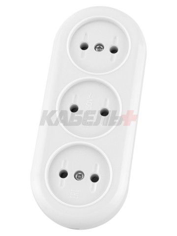 Розеточная колодка 3 гнезда 2П 16А 250B белая "Ретро" (карболит) TDM