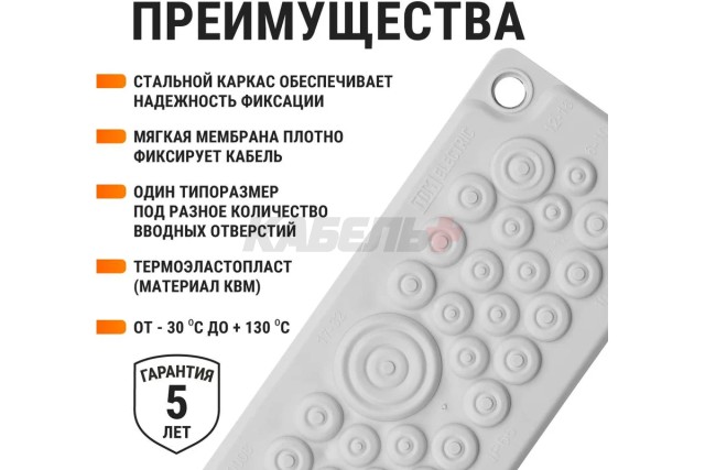 Кабельный ввод мембранный КВМ-35, ТЭП, RAL7035, IP66, 35 вводов TDM