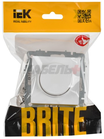 BRITE Светорегулятор поворотно-нажимной 600Вт СС10-1-0-БрАБ арктический белый IEK