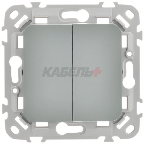 FLITE Выключатель 2-клавишный 10А ВС12-1-0-ФлС серый IEK