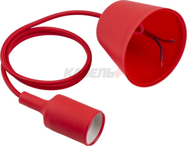 Патрон пластиковый Е27 с подвесом 1 м, красный TDM