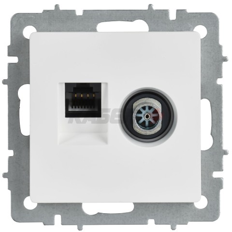 BRITE Розетка двойная TV+RJ45 кат.5E РТВ/РК12-БрАБ арктический белый IEK