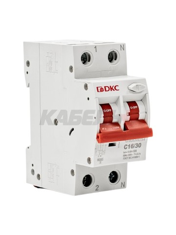 Дифавтомат YON max типа MDR, 1P+N, 30mA, 16A, хар-ка C, 6kA, тип А DKC