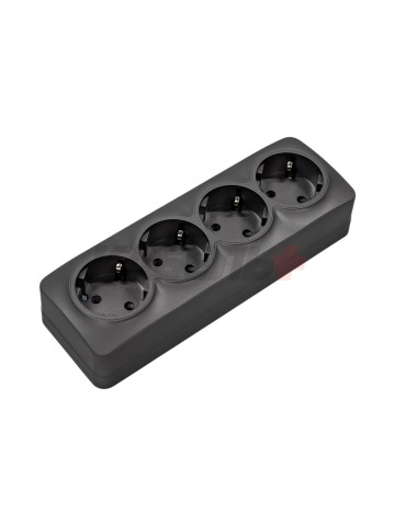 GLORY Розетка 4-местная для открытой установки с заземлением без защитных шторок 16А РС24-3-ХСм сталь матовый IEK