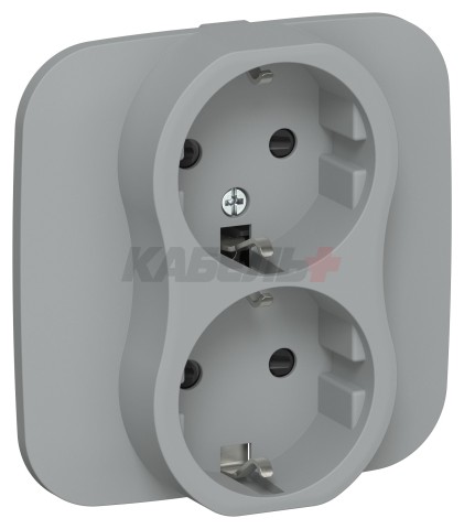 FLITE Розетка 2-местная с заземлением с защитными шторками безвинтовое крепление 16А РСш12-1-А-ФлС серый IEK