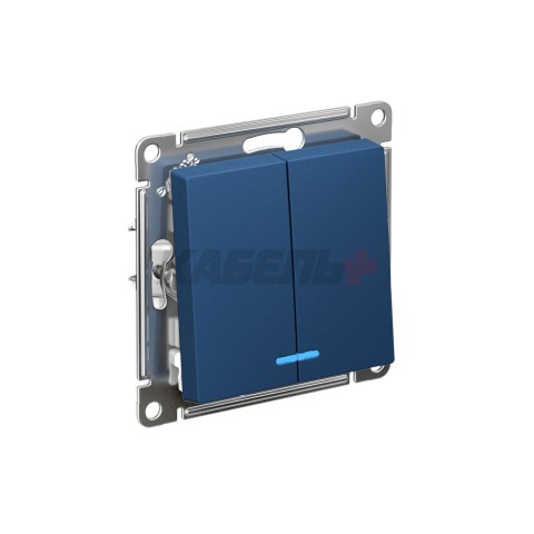 ATLASDESIGN 2-клавишный ВЫКЛЮЧАТЕЛЬ с подсветкой, сх.5а, 10АХ, механизм, АКВАМАРИН