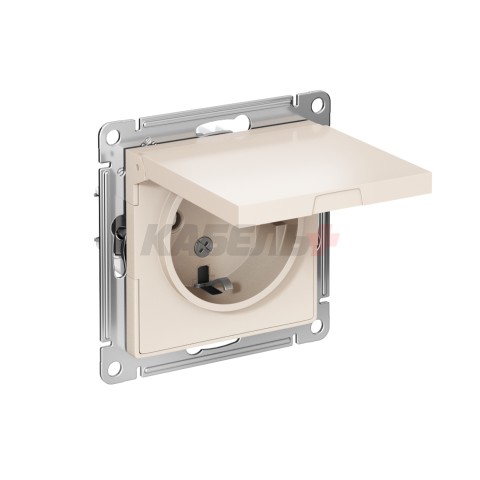 ATLASDESIGN РОЗЕТКА с заземлением со шторками с крышкой, 16А, IP20, механизм, БЕЖЕВЫЙ