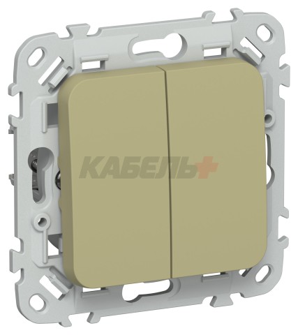 FLITE Выключатель 2-клавишный проходной 10А ВС62-1-0-ФлО оливковый IEK