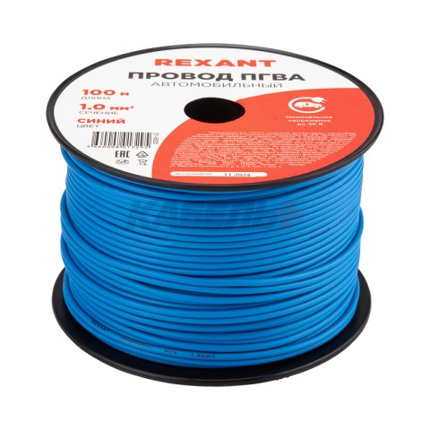 Провод ПГВА 1х1,00мм², синий, бухта 100м REXANT